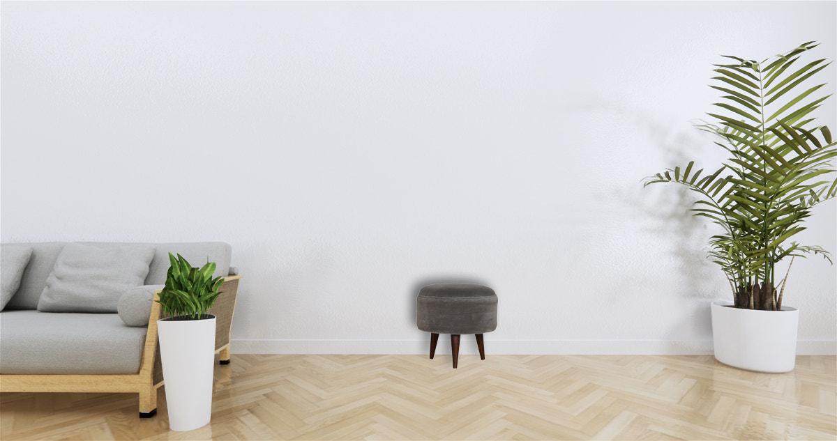 Grey Velvet Nordic Style Footstool | Cotton Velvet