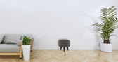 Grey Velvet Nordic Style Footstool | Cotton Velvet