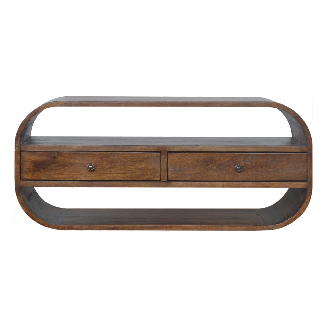 Chestnut Curved Edge Media Unit with 2-Drawers Chest of Drawers