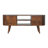 Chestnut Rounded Entertainment Unit Chest of Drawers