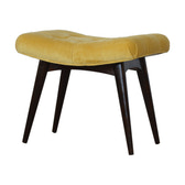 Mustard Cotton Velvet Curved Bench