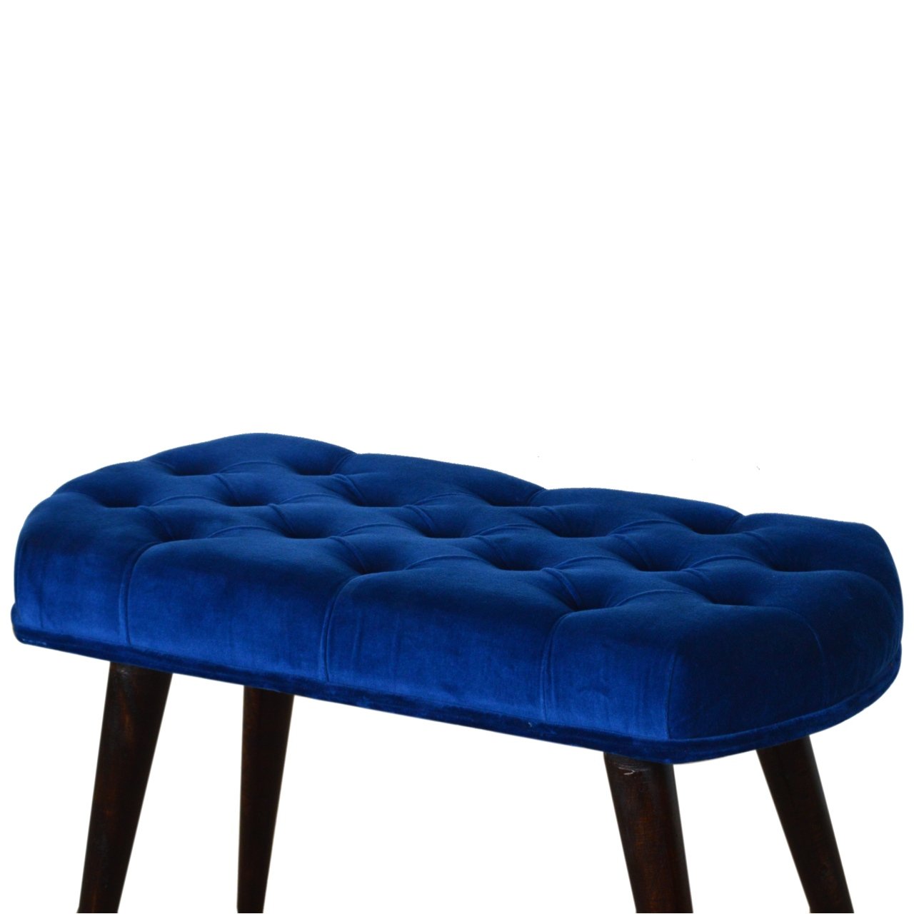 Royal Blue Velvet Button Bench | Cotton Velvet