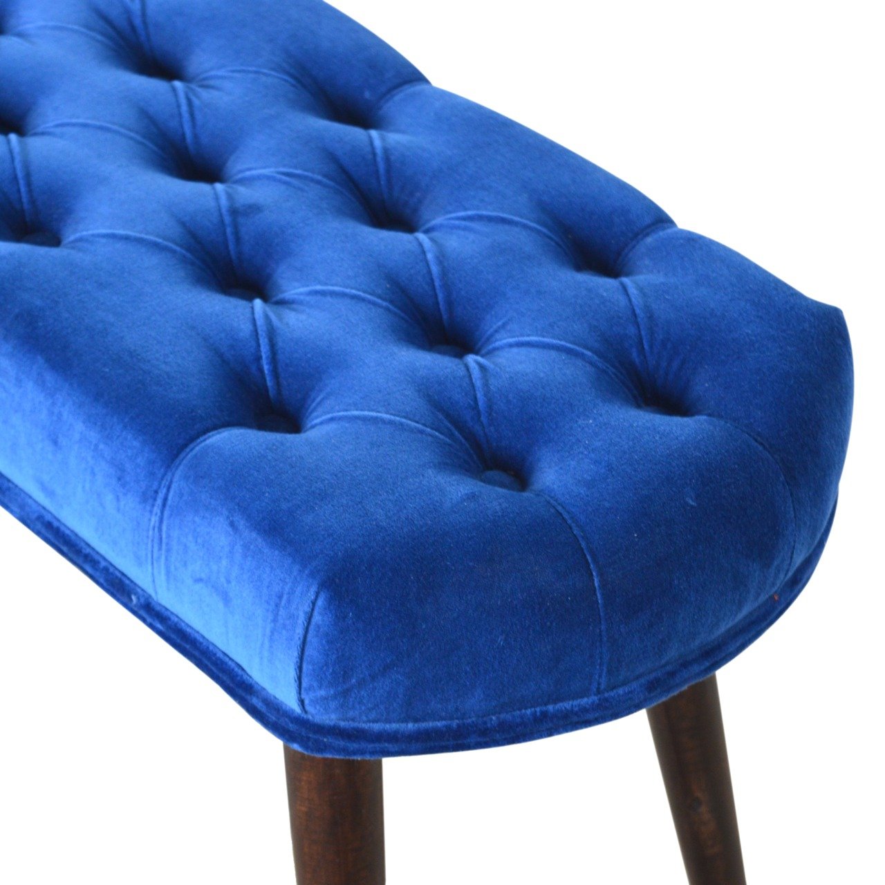 Royal Blue Velvet Button Bench | Cotton Velvet