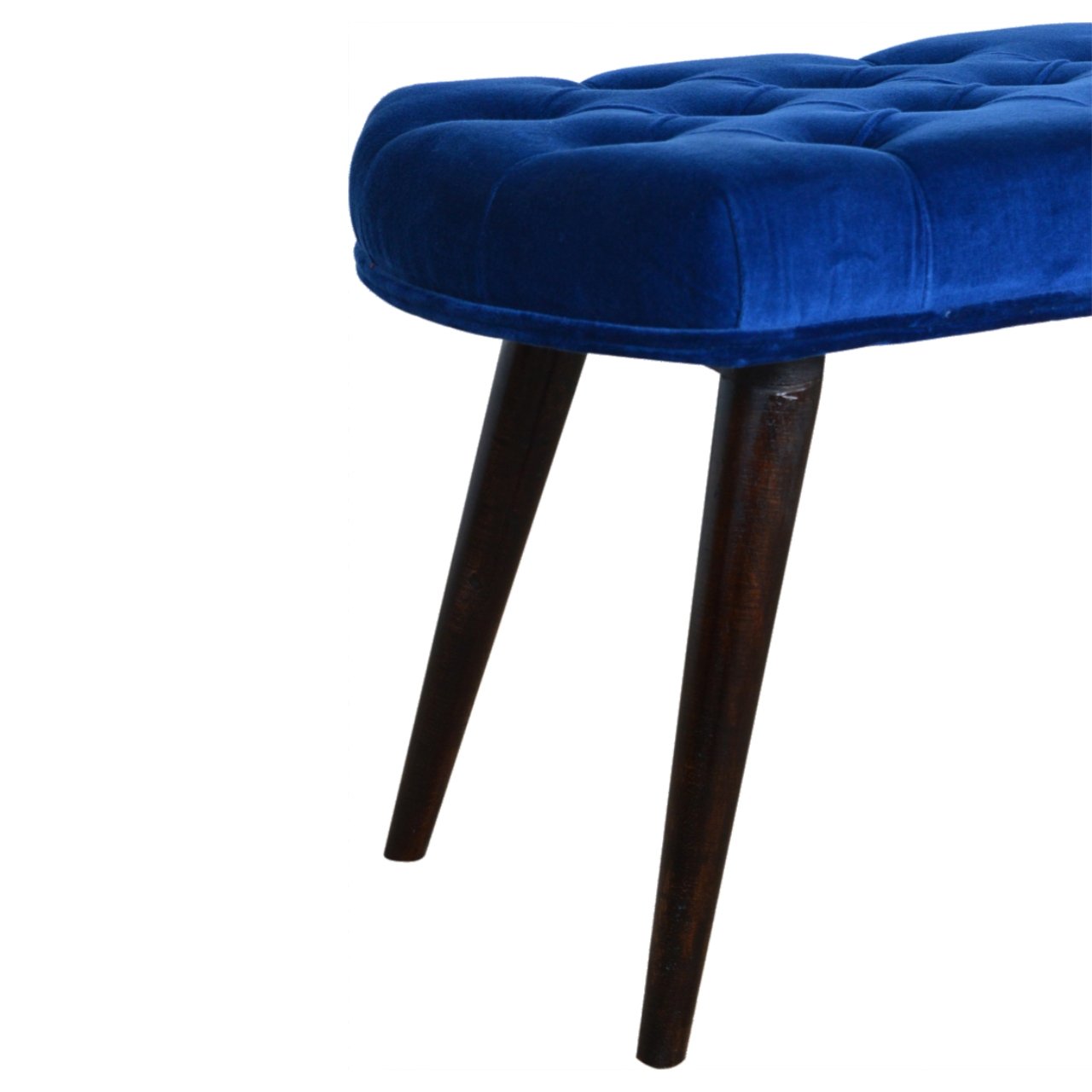 Royal Blue Velvet Button Bench | Cotton Velvet