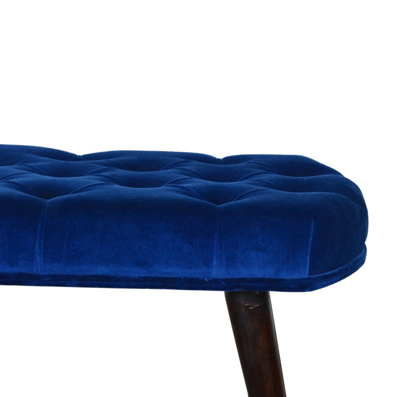 Royal Blue Velvet Button Bench | Cotton Velvet