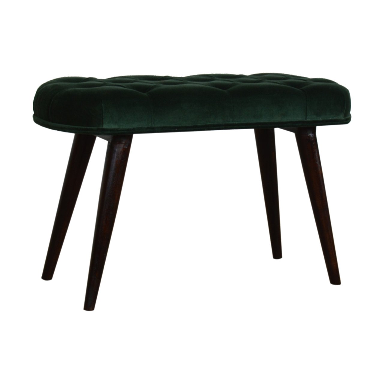 Emerald Velvet Deep Button Bench | Cotton Velvet