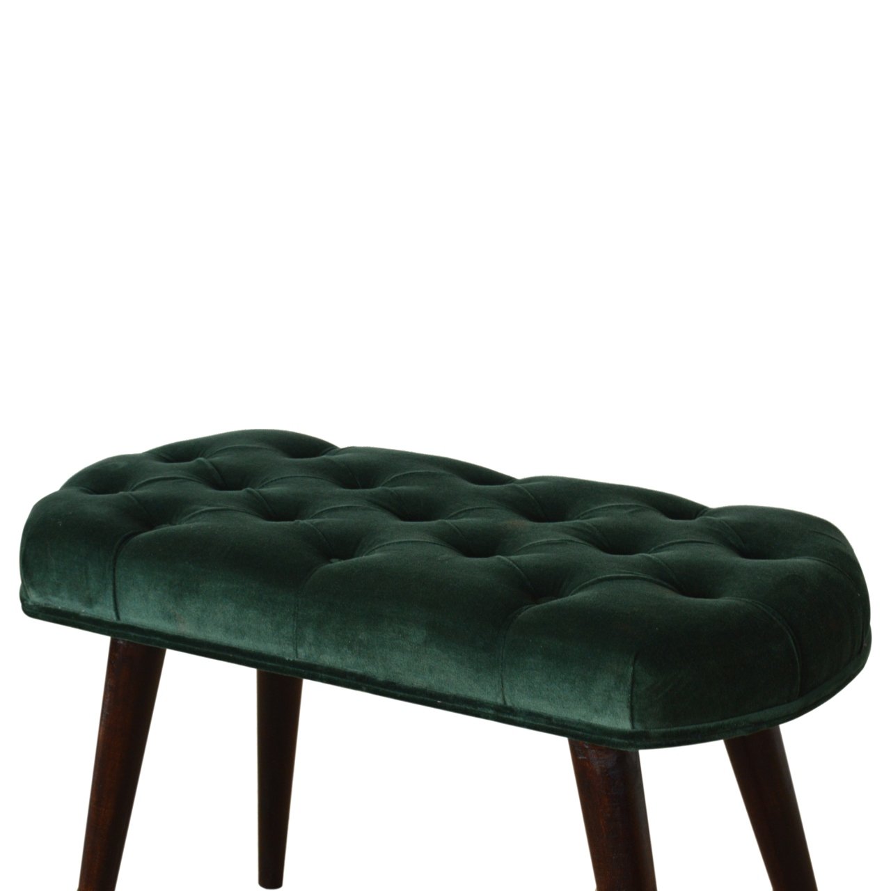 Emerald Velvet Deep Button Bench | Cotton Velvet
