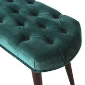 Emerald Velvet Deep Button Bench | Cotton Velvet