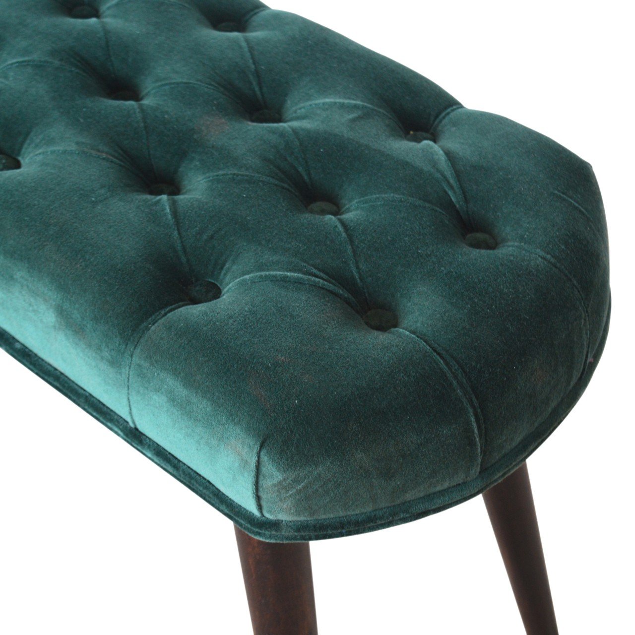 Emerald Velvet Deep Button Bench | Cotton Velvet