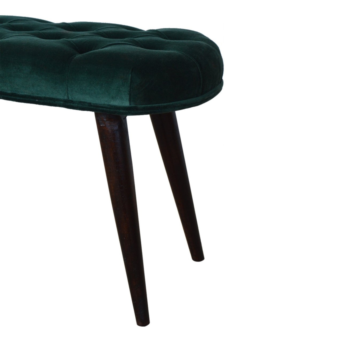 Emerald Velvet Deep Button Bench | Cotton Velvet