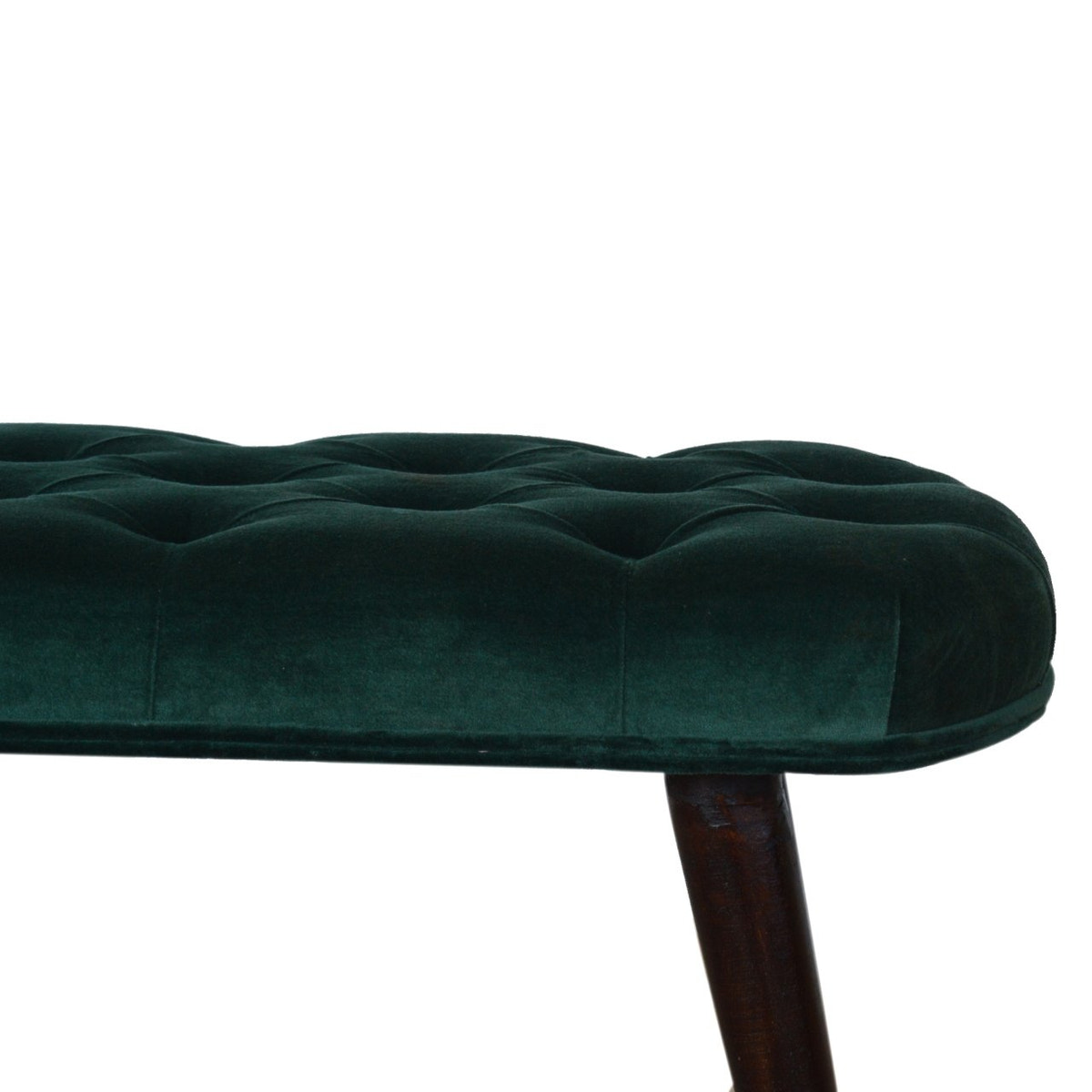 Emerald Velvet Deep Button Bench | Cotton Velvet