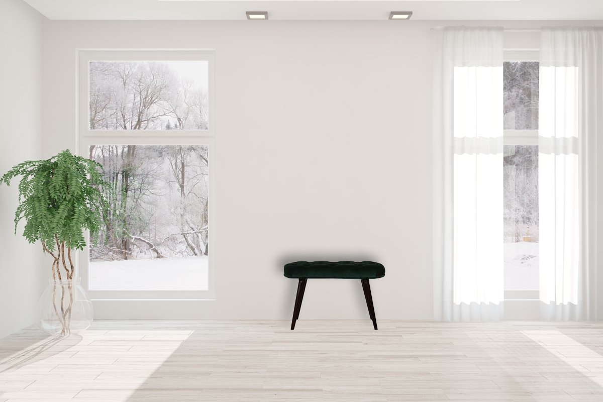 Emerald Velvet Deep Button Bench | Cotton Velvet