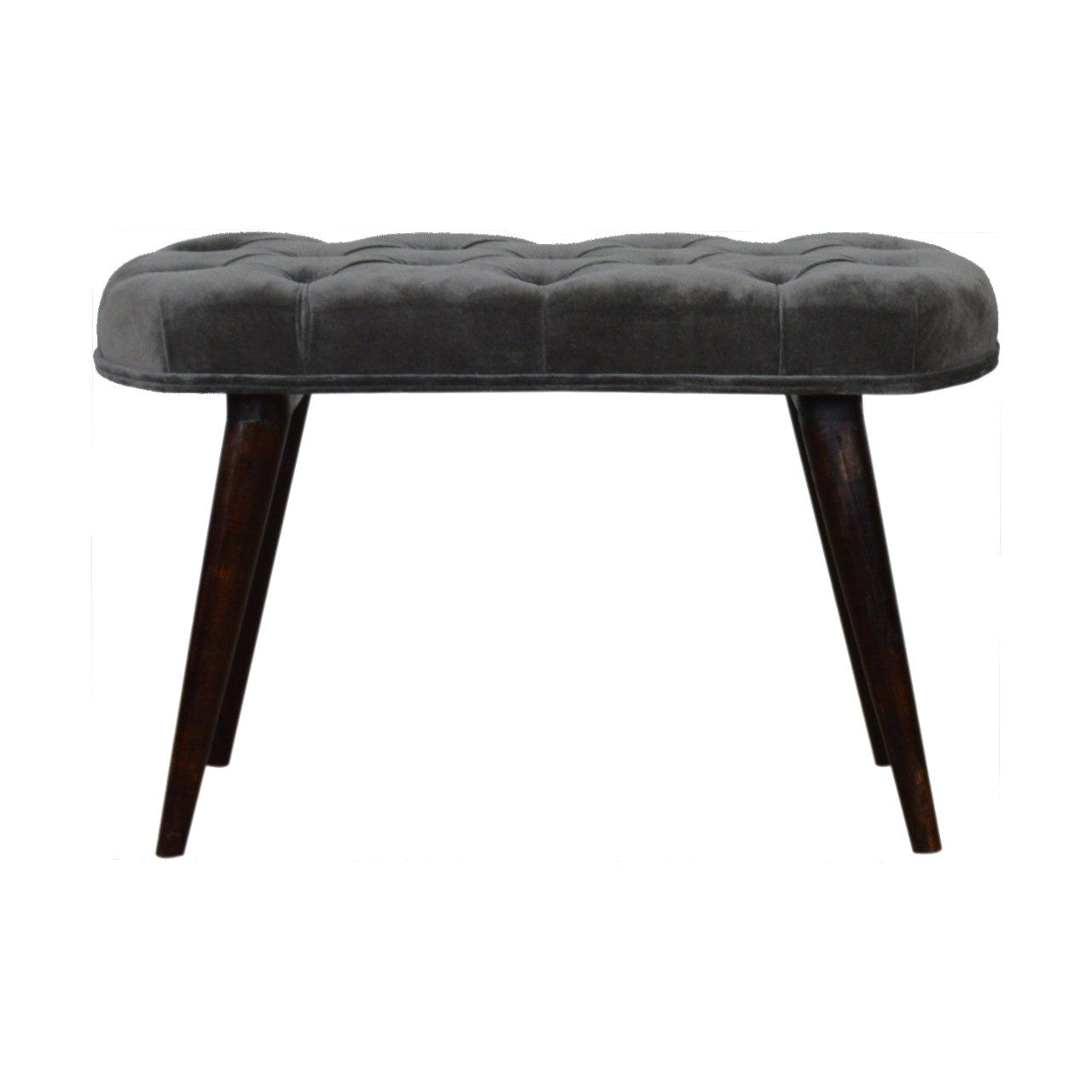 Grey Velvet Gold Base Footstool | Cotton Velvet