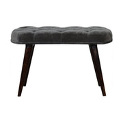 Grey Velvet Gold Base Footstool | Cotton Velvet