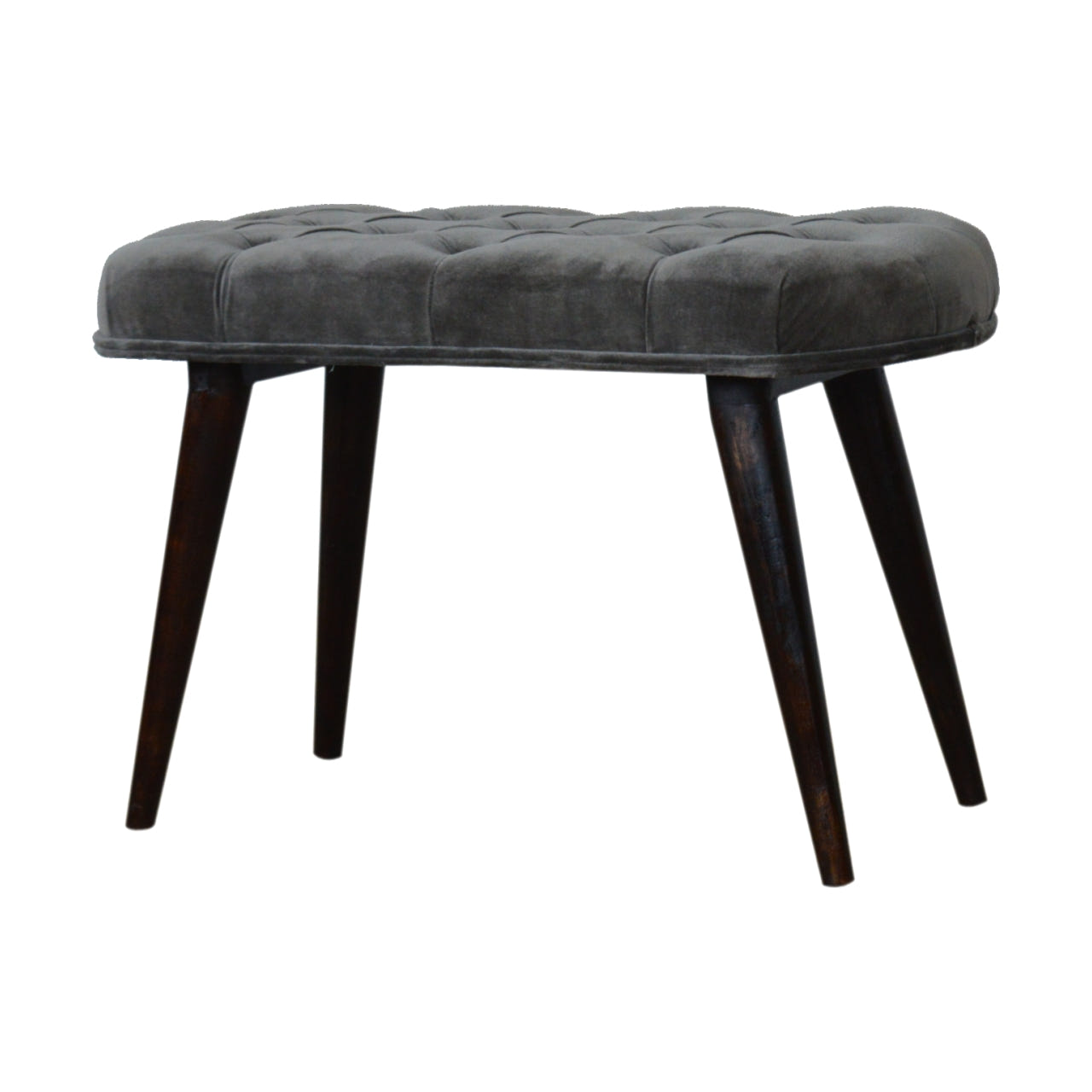 Grey Velvet Gold Base Footstool | Cotton Velvet