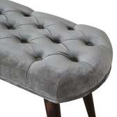 Grey Velvet Gold Base Footstool | Cotton Velvet