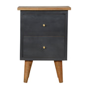 Charcoal Black Hand Painted Bedside Table | Oak-Ish Mango Wood