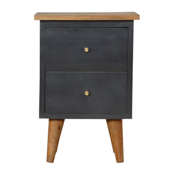 Charcoal Black Hand Painted Bedside Table | Oak-Ish Mango Wood
