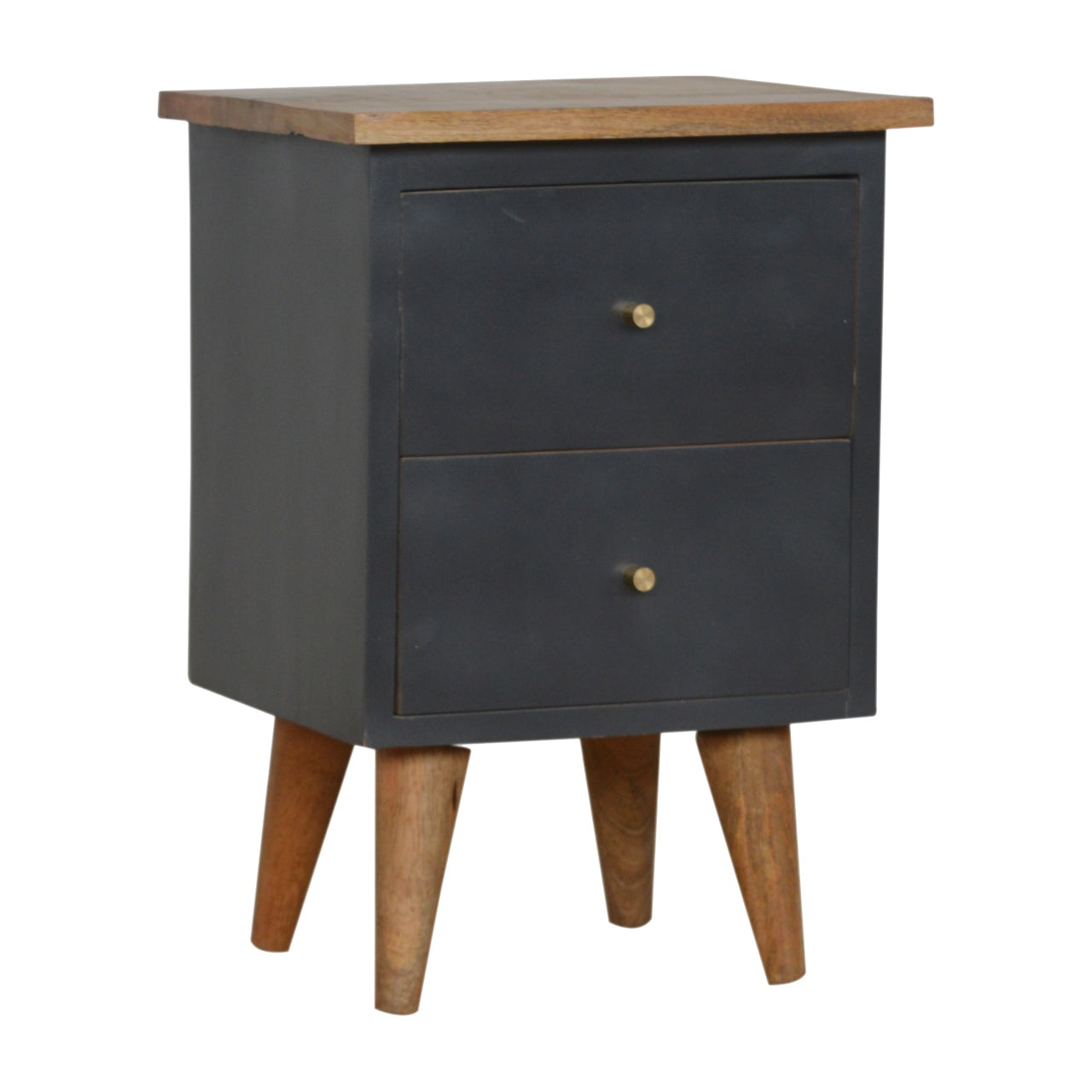 Charcoal Black Hand Painted Bedside Table | Oak-Ish Mango Wood