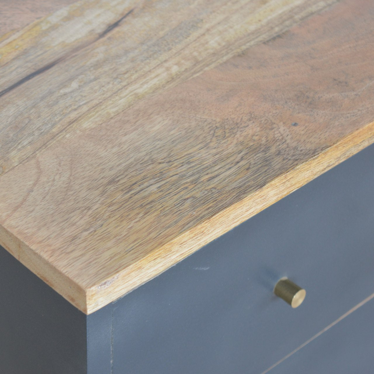 Charcoal Black Hand Painted Bedside Table | Oak-Ish Mango Wood