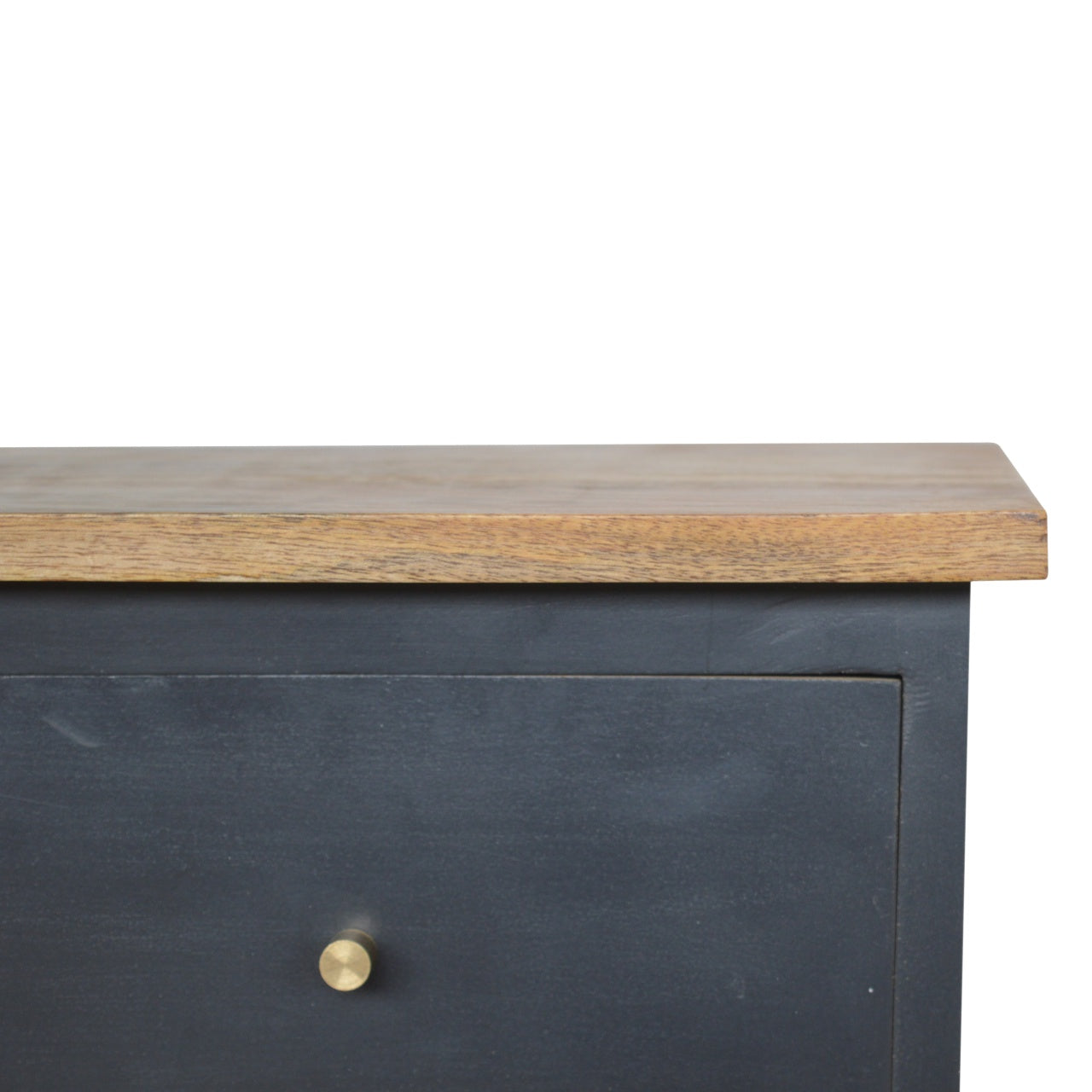 Charcoal Black Hand Painted Bedside Table | Oak-Ish Mango Wood