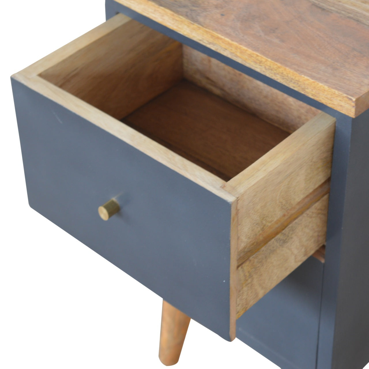 Charcoal Black Hand Painted Bedside Table | Oak-Ish Mango Wood