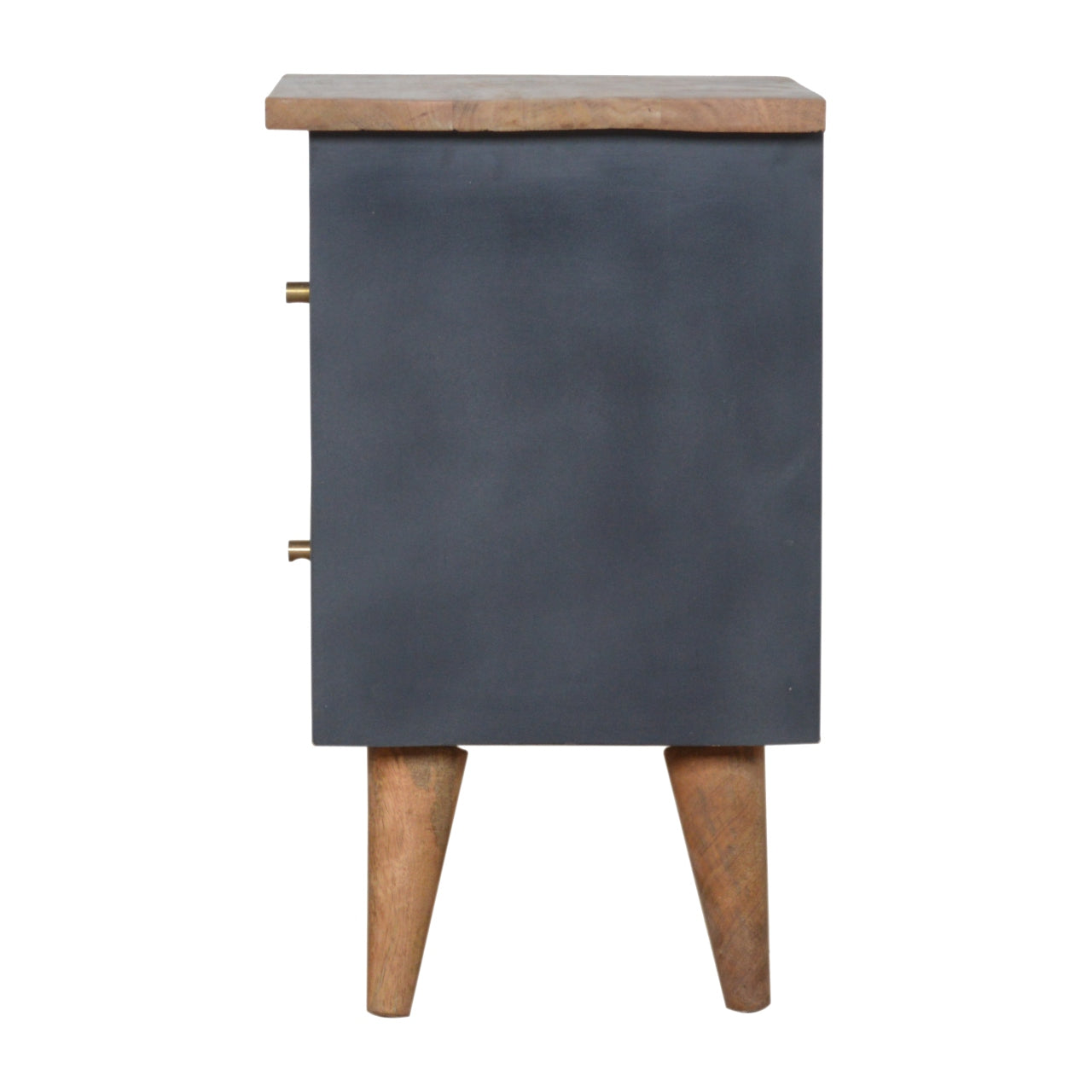 Charcoal Black Hand Painted Bedside Table | Oak-Ish Mango Wood