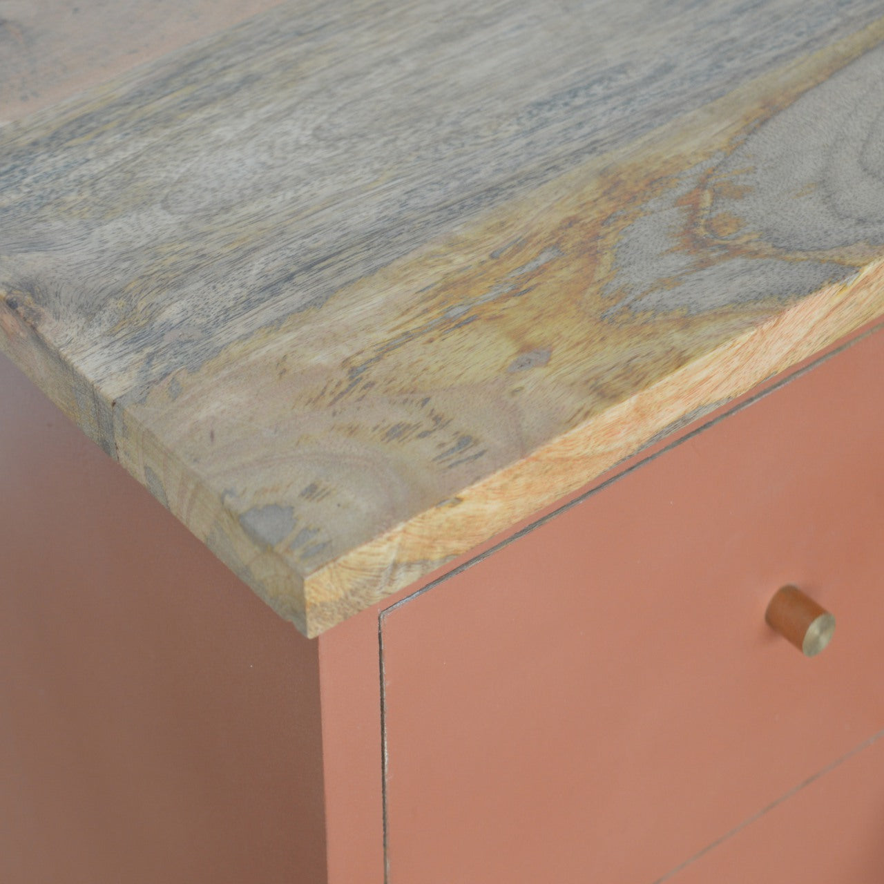 Brick Red Hand Painted Bedside Table