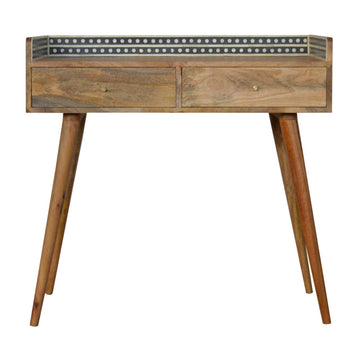 Bone Inlay Gallery Console Table | Oak Solid Mango Wood