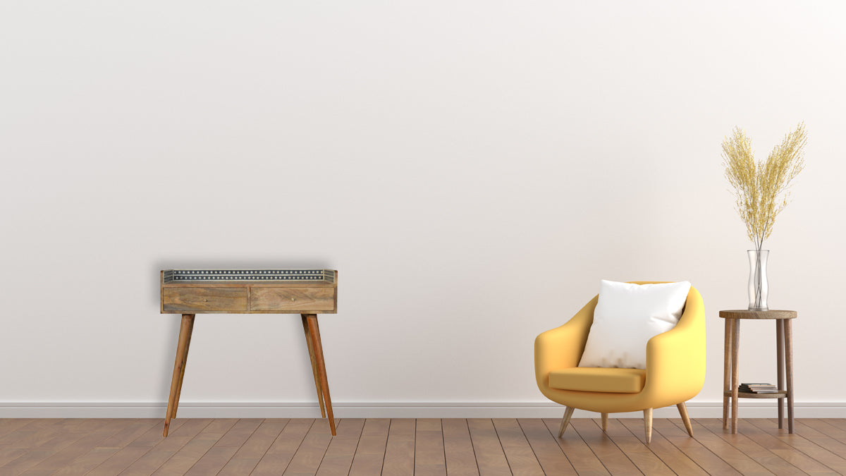 Bone Inlay Gallery Console Table | Oak Solid Mango Wood