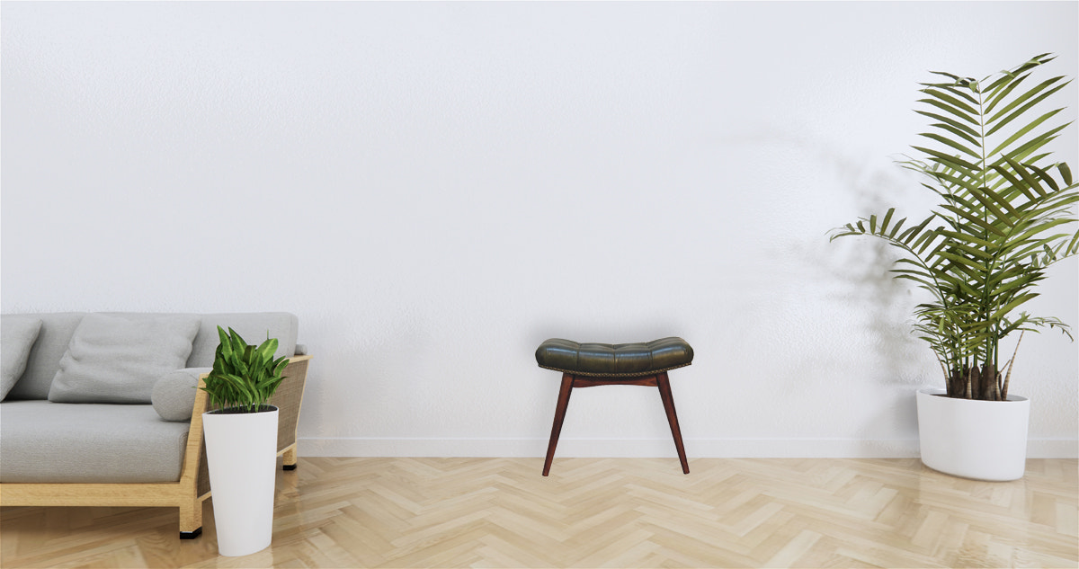 Harbour Green Footstool | Buffalo Leather