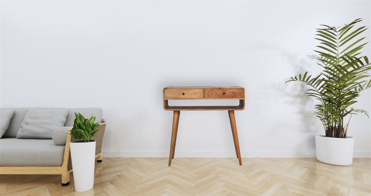 Sonata Console Table | Oak Solid Mango Wood Open Shelf