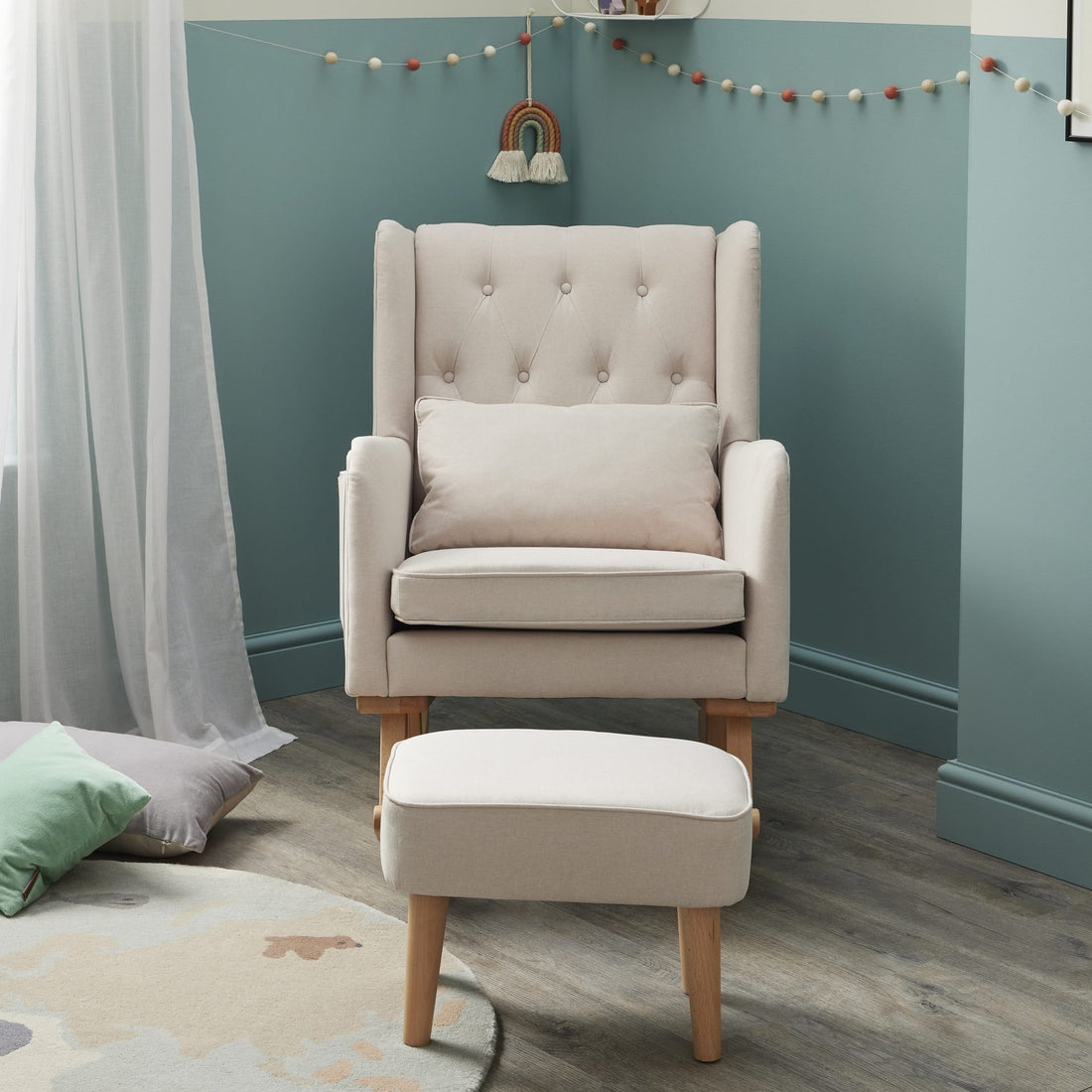 Babymore Lux Nursing Chair with Footstool - Cream - Babymore