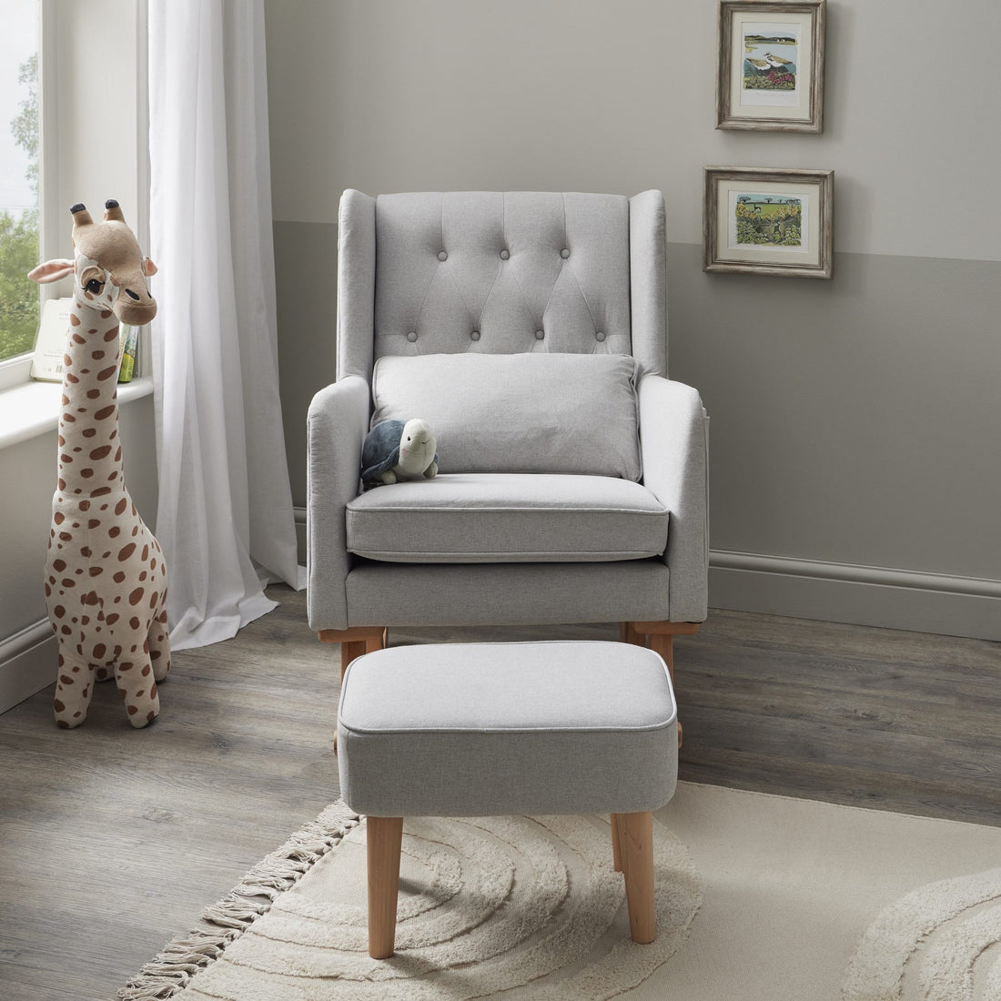 Babymore Lux Nursing Chair with Footstool - Grey - Babymore