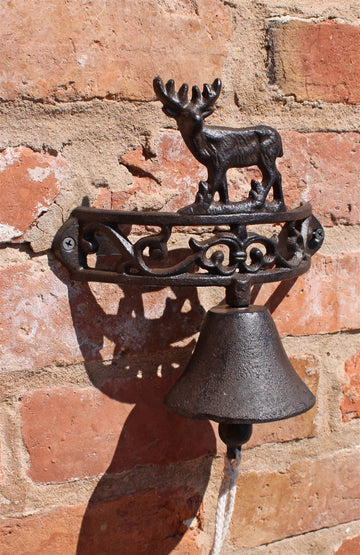 Rustic Cast Iron Wall Bell, Reindeer Standing