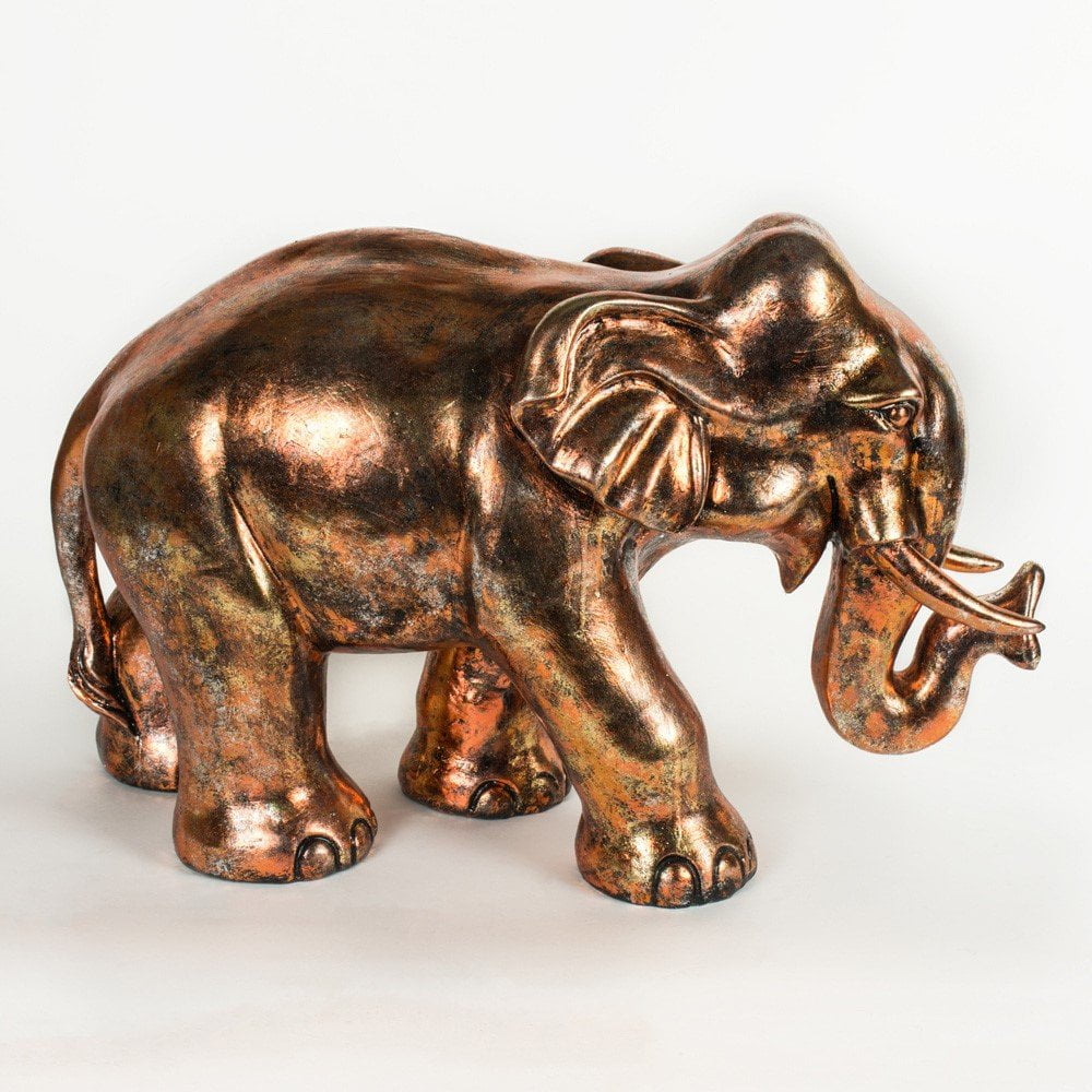 Large Copper Elephant Figurine Accent Piece