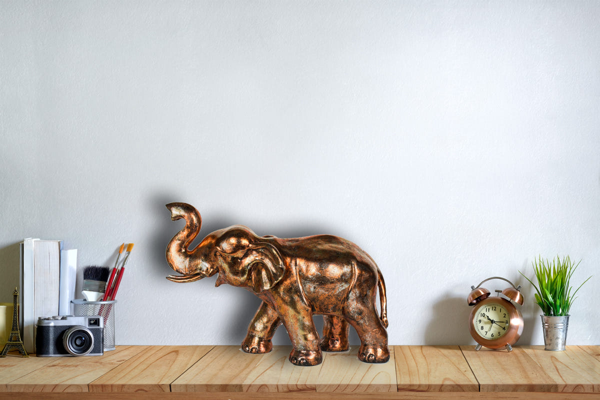 Small Copper Elephant Figurine Accent Piece
