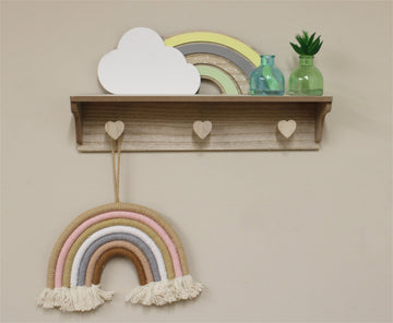 Rainbow and Cloud Shelf with Hooks