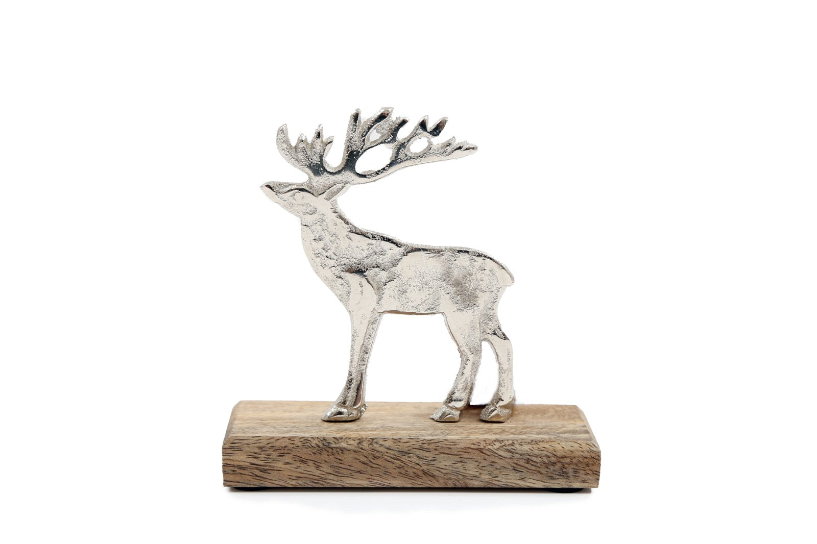Silver Reindeer On Wood Base