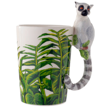 Novelty Ceramic Jungle Mug with Lemur Shaped Handle