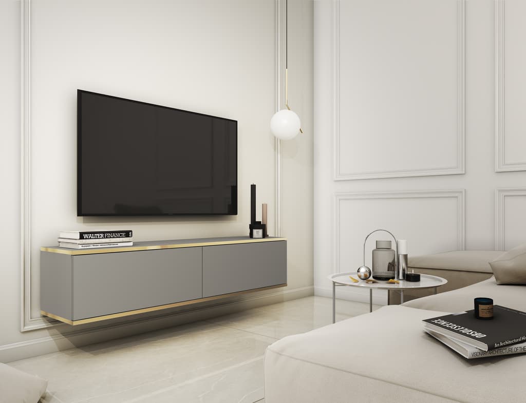 Oro Floating TV Cabinet 135cm - Grey / Living Room