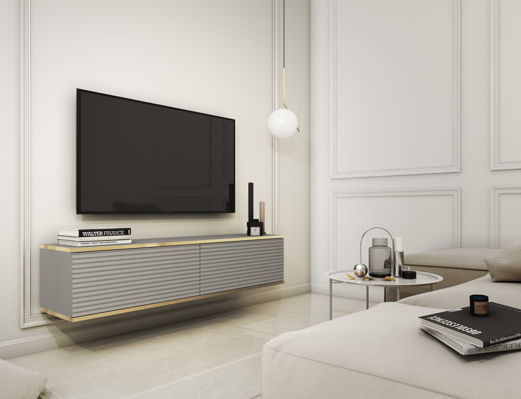 Moro Floating TV Cabinet 135cm - Grey / Living Room