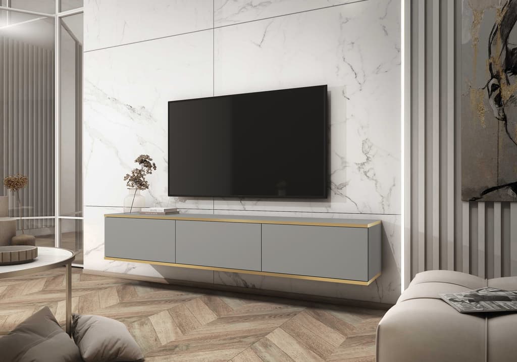 Oro Floating TV Cabinet 175cm - Grey / Living Room