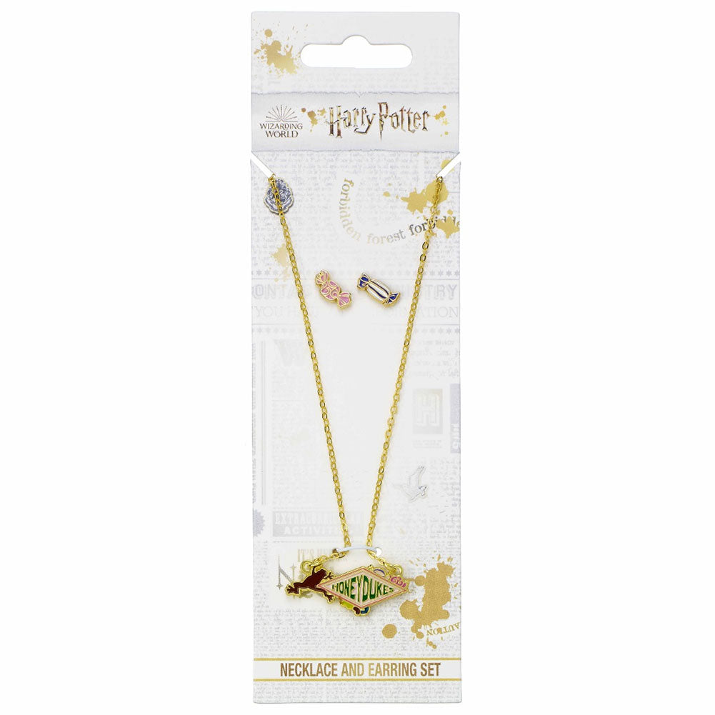 Harry Potter Gold Plated Necklace & Earrings Honeydukes - Officially licensed merchandise.