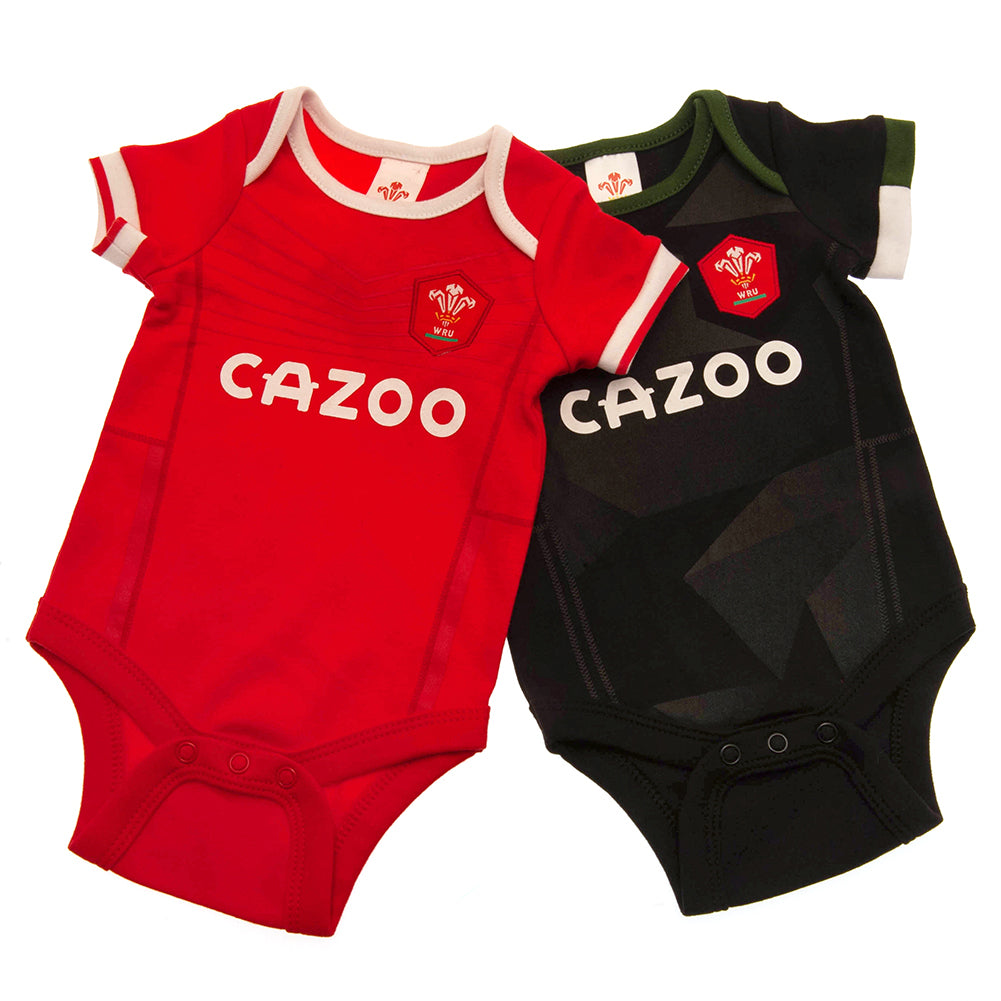 Wales RU 2 Pack Bodysuit 6-9 Mths PC - Officially licensed merchandise.