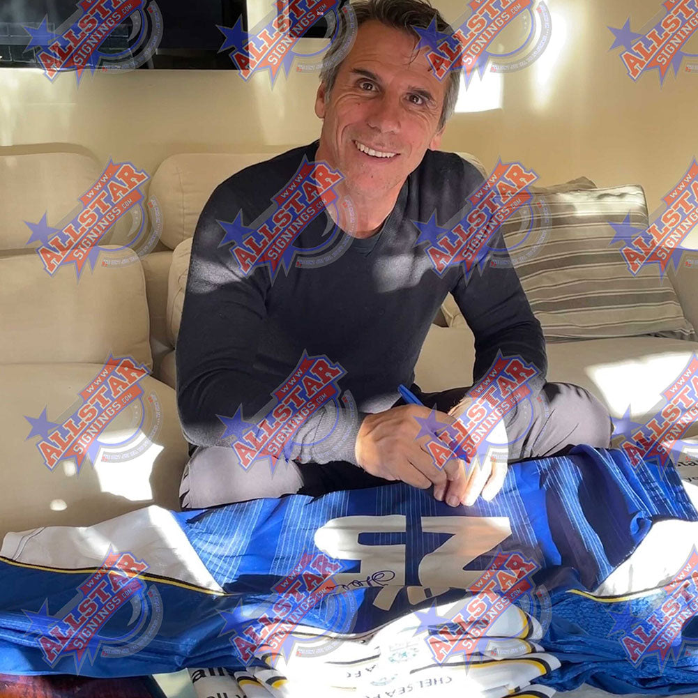 Chelsea FC 1998 UEFA Cup Winners' Cup Final Zola Signed Shirt - Officially licensed merchandise.