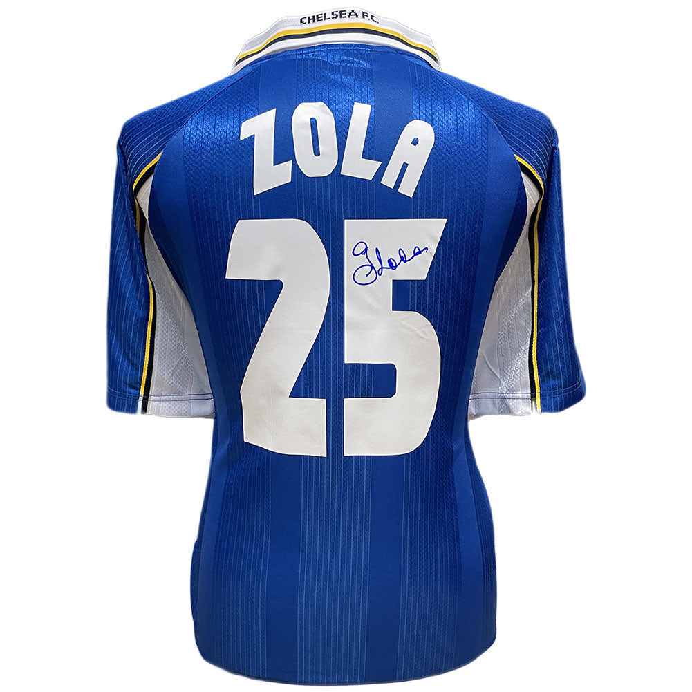 Chelsea FC 1998 UEFA Cup Winners' Cup Final Zola Signed Shirt - Officially licensed merchandise.
