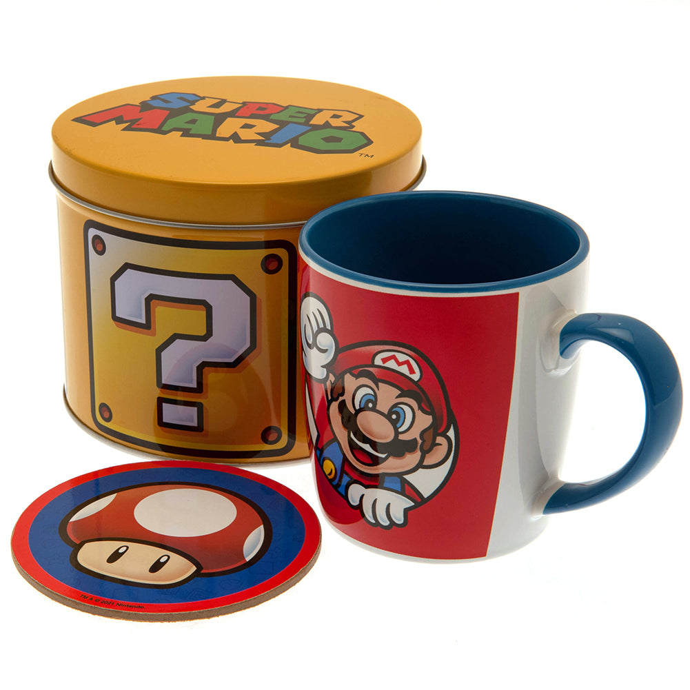 Super Mario Mug & Coaster Gift Tin - Officially licensed merchandise.