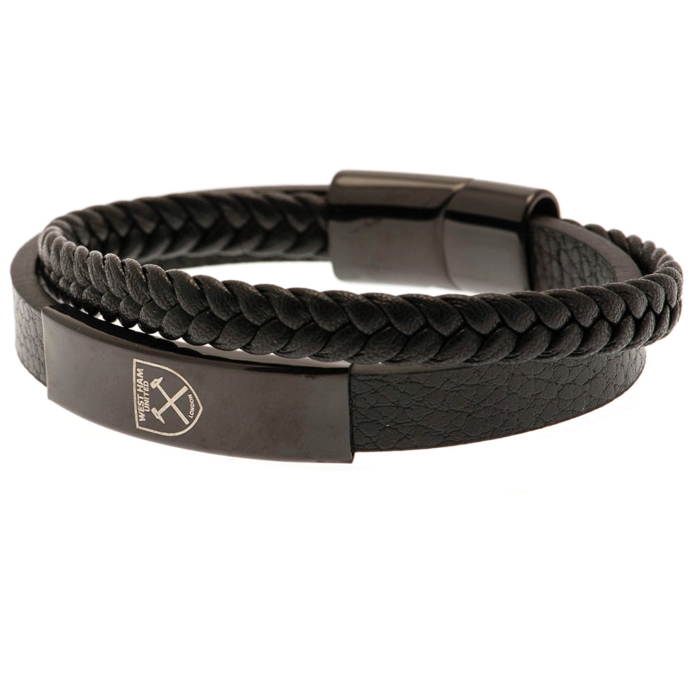 West Ham United FC Black IP Leather Bracelet - Bracelets & Charms