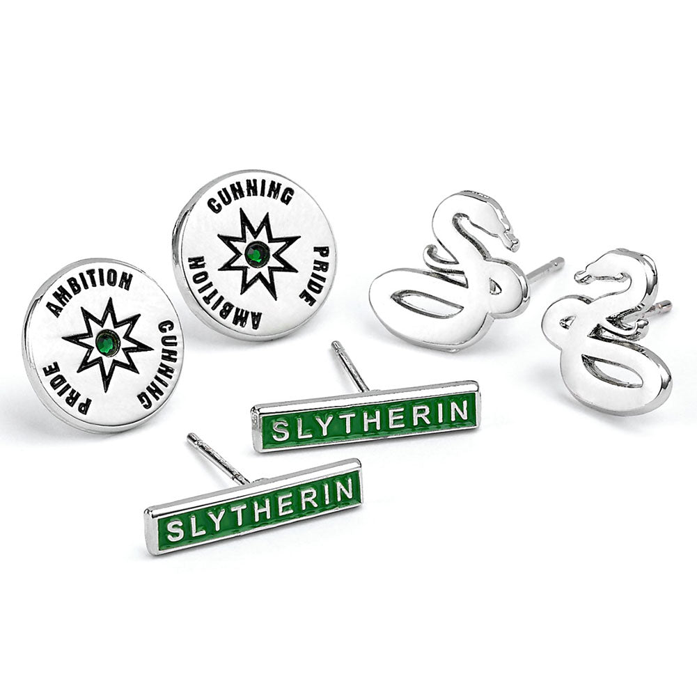 Harry Potter Silver Plated Earring Set Slytherin - Officially licensed merchandise.